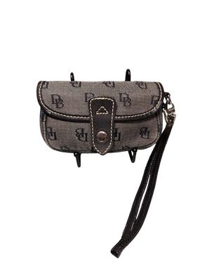 Dooney & Bourke Signature Canvas Small Flap Wristlet Black Grey USA Made